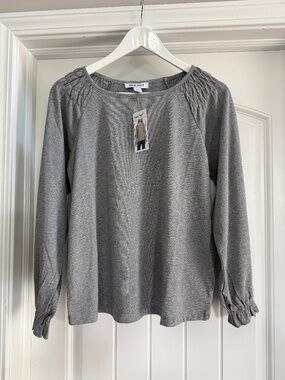 Nine West Shimmer Knit Top Long Sleeve Gray Size S NWT